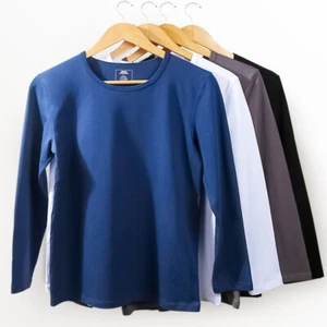 Men's O-neck Undershirts Long Sleeve T-shirts Casual Solid Top Homewear Thin - Picture 1 of 13