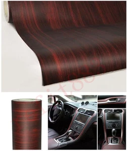0.6x1.2M Teak Red Car Wood Grain Texture Interior Decorative Sticker Vinyl Decal - Imagen 1 de 8