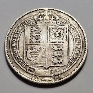 1890 Great Britain UK one shilling - SILVER-KM# 774-Additional Ship FREE-UK-220 - Picture 1 of 7
