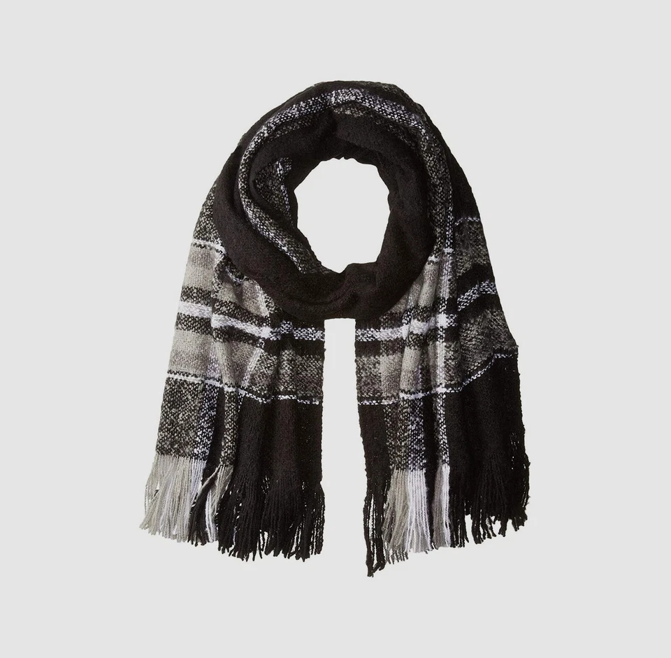 Bufanda de invierno para mujer Michael Stars negra con estampado a cuadros Boucle talla única $75 Foto 1 de 1