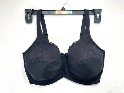 Sujetador con aros Lilyette 36DDD minimizador cómodo de encaje 0428 negro nuevo sin etiquetas Foto 1 de 4