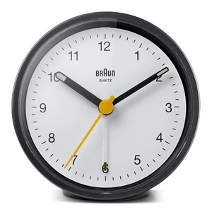 Braun BN-BC12BW Black White Round Quartz Classic Alarm Clock - Picture 1 of 4