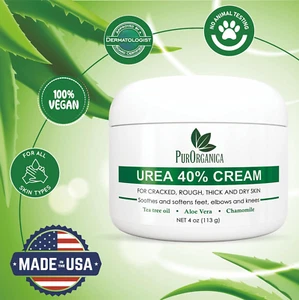 Urea 40% Cream – Made in USA – Foot Cream for Thick, Cracked, Rough, Dead & D... - Picture 1 of 12