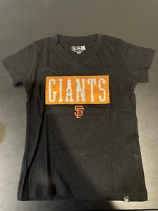 New Era Girls' San Francisco Giants Flip Sequin V-Neck T-Shirt Size 7/8 NEW! - Picture 1 of 7