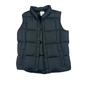 Lands End Puffer Vest Youth Size Medium Black Button Front Goosedown Lightweight - Picture 1 of 7