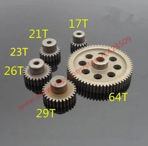 Steel Metal Spur Different Main Gear 64T/21T/23T/29T/17T/26T Motor Pinion Gears - Picture 1 of 1