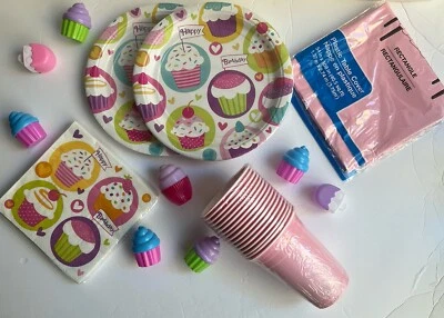 Sweet Cupcake 16 Dinner Plates/Cups & 20 Napkins Birthday Party Supplies - Image 1 of 4