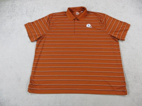 Georgia State Panthers Shirt Mens 2XL XXL Burnt Orange Striped Casual Golf Polo Cover