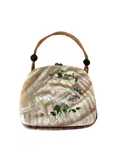 Borsa portamonete con cerniera cambio monete manico corda vintage antica piccola - Foto 1 di 13