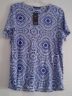 Size 20 M&S Collection Beautiful Pure Cotton Blue Mix Top With Stretch Bnwt