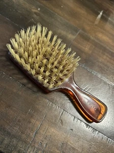 Brosse à cheveux vintage TEK ambre nylon poils couleur tortue pagaie manche court - Photo 1/2