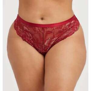 New Torrid 6 (6X 30) Sexy Dark Red & Gold Lace Trim Thong Lingerie Panty Panties