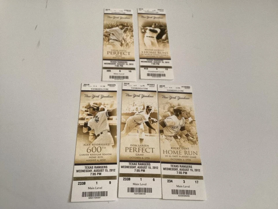 YANKEES 2012 TICKET STUB 8/15/12 VS RANGERS~PICK COVER - Image 1 of 1