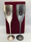 Silver Treasures by Godinger 9.5” Silver Plated Champagne Flutes Red Velvet Box