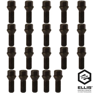 20x M14 X 1.5 30mm Gewinde 60 Grad Taper Schwarz Rad Bolzen - Bild 1 von 3