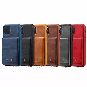 Für Apple iPhone Modell praktische Leder Geldbörse Schutz Handgelenk Riemen Hülle Cover - Bild 1 von 30