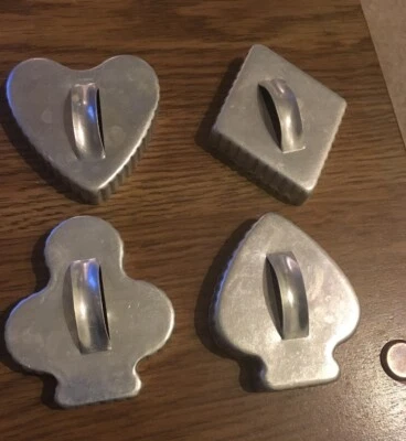Vintage Cookie Cutter with Wood Handle -  Set of 4, Hearts Clubs Spades Diamonds - Image 1 of 2