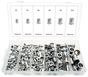 Nietmuttern-Sortiment Einnietmuttern Satz / EDELSTAHL Gewinde M3-M10 150-tlg. - Bild 1 von 4