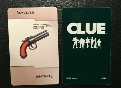 Clue  2002  Revolver GUN WEAPON CARD  Game Replacement Piece / Part Hasbro - Image 1 of 3