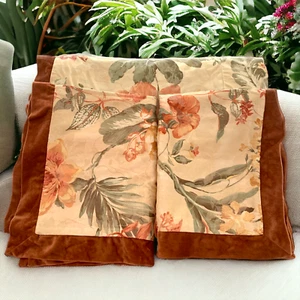 Soft Surroundings Floral Full Sz Duvet Cover Std Shams Rust Velvet Trim Bedding - Picture 1 of 9