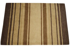 140x200 CM Carpet 100% Wool Gold Beige Braun Oriental Hand Woven HT593 - Picture 1 of 5