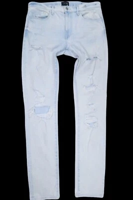 JOES JEANS THE ASHER THRASHER 32 X 35 DESTRUIDO AZUL CLARO DENIM ELÁSTICO RASGADO Foto 1 de 4