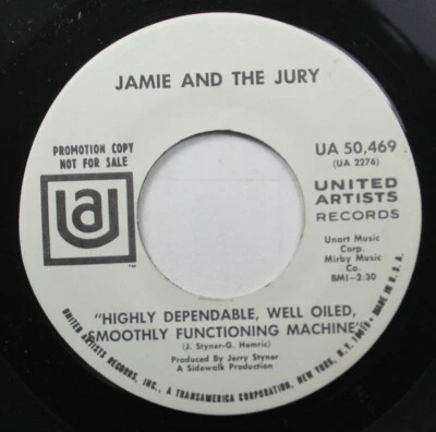 Pop Promo 45 Jamie And The Jury - Highly Dependable, Well Oiled, Smoothly Functi - Image 1 of 2