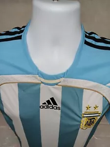 ADIDAS MENS LARGE FITS SMALL ARGENTINA AFA STRIPED SOCCER JERSEY ALEX 06 - Picture 1 of 13