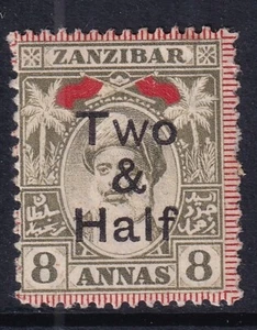 ZANZIBAR-1904 2½ on 8a Grey-Olive Sg209a (Thin open W) mounted mint - Picture 1 of 2