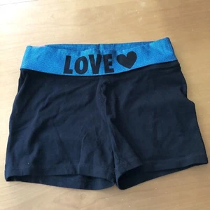SO Black & Blue “Love” Yoga Shorts - Girls M 10/12, NWT - Picture 1 of 5