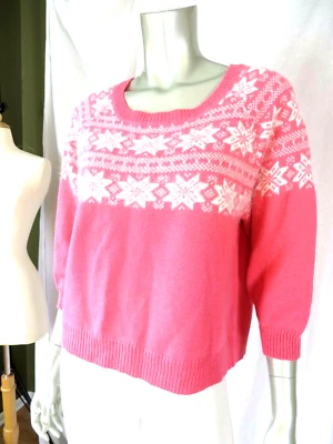 JOYCE LESLIE SZ S NWOT Trendy Short Length Wide Pink-White Pullover Sweater — 第 1/4 张图片