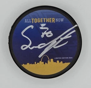 Blues Mystery Fund Puck signiert von Oskar Sundqvist - Bild 1 von 2