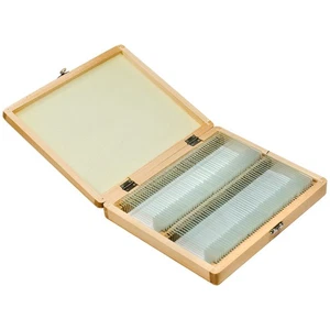 Barska 100 Pc Set Prepared Microscope Glass Slides in Wooden Box for Science Lab - Picture 1 of 7