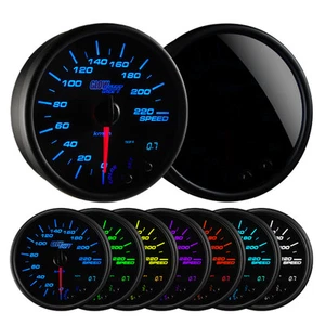 GlowShift Tinted 7 Color 3 3/4" 95mm In-Dash 220 km/h KM Speedometer Gauge Kit - Picture 1 of 5
