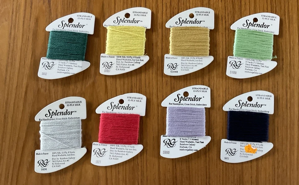 Rainbow Gallery Splendor 12 ply silk, Lot of 8, mixed colors - Image 1 of 2