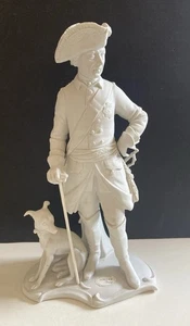 Antike Kämmer Biskuitporzellan Figur von Fritz Friedrich II mit Hundemarke 1876 - Bild 1 von 14