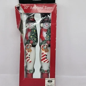Vtg Christmas Snowman Taper Candles Garden Ridge Un Burned  - Picture 1 of 11