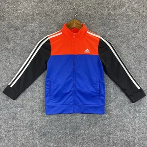 Adidas Jacket Boy’s Size 6 Color Blue Orange Full Zip Black Sleeves Training - Picture 1 of 10