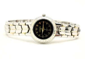 Reloj para mujer Geneva esfera negra acero inoxidable tono plata NECESITA batería - Imagen 1 de 5