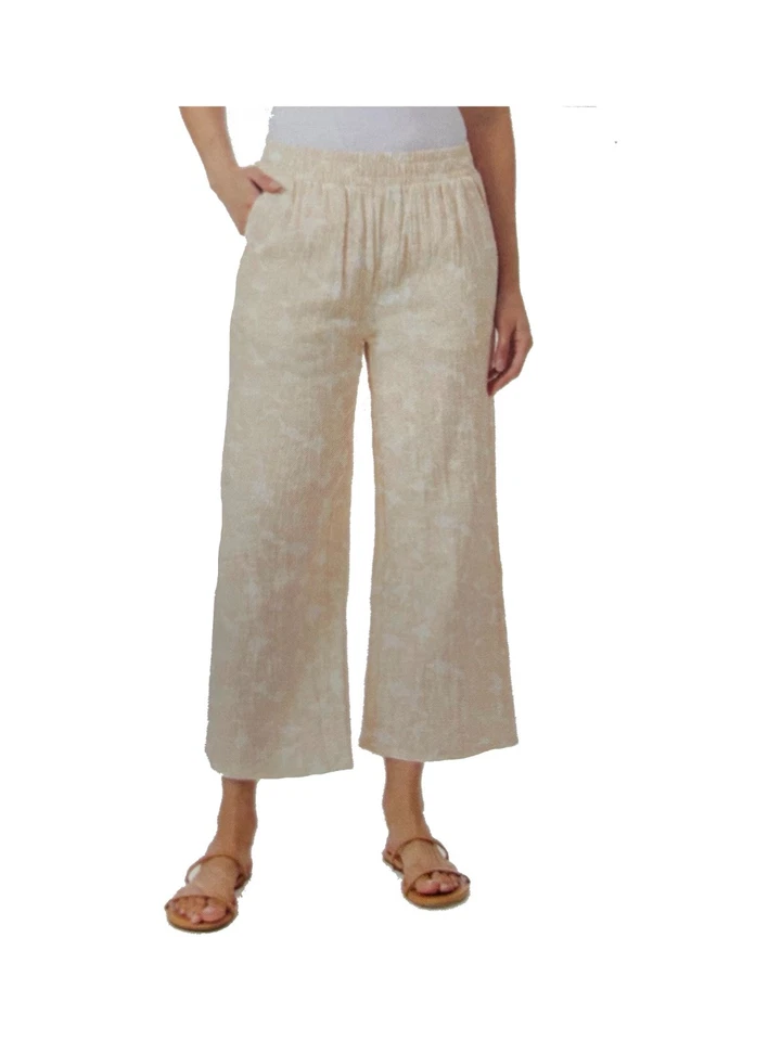 Hurley Women's Elastic-Waist Pull-On Gauze Pant Black, Tan, M, L - Image 1 of 1