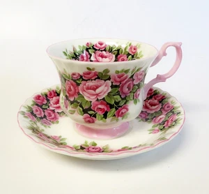 Royal Albert Bone China UK Fragrance Series ROSA Tea Cup & Saucer Pink Roses - Picture 1 of 3