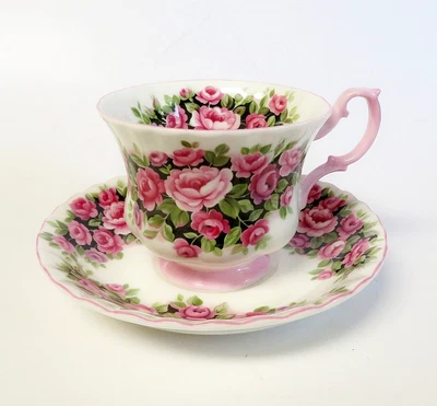 Taza de té y platillo rosas rosadas Royal Albert Bone China serie fragancia Reino Unido Foto 1 de 3