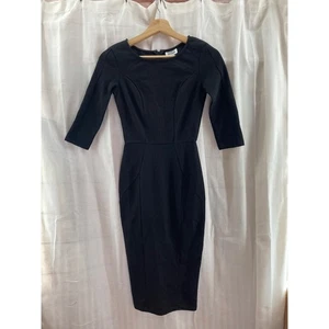Unique Vintage Black Fitted Pencil Dress XS Cocktail Party Career - Picture 1 of 7
