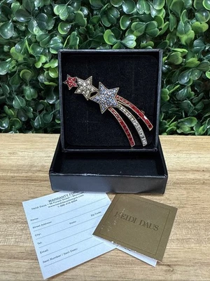 NIB! Heidi Daus Patriotic Shooting Star Brooch Red White & Blue USA - Image 1 of 4