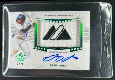2019 Leaf Trinity Greg Jones Patch Auto Spectrum Green HoloFoil #/20 - Image 1 of 2