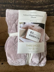 Threshold Velvet Diamond Stitch Sham Standard Pillow 20" x 26" Mauve - Picture 1 of 8