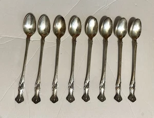 Set of 8 - 1847 Rogers Silverplate Vintage Grape Iced Tea Spoons - 1904 - 7 1/2" - Picture 1 of 5