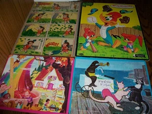 Lot of 4 Vintage Children's Frame Tray Puzzles Woody Woodpecker-Little Audrey-mo - Picture 1 of 6
