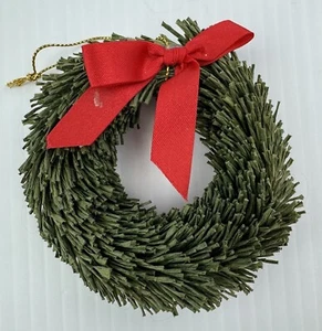 Vintage Weihnachten Papierkranz Ornament rot Samt Schleife Weihnachten - Bild 1 von 5