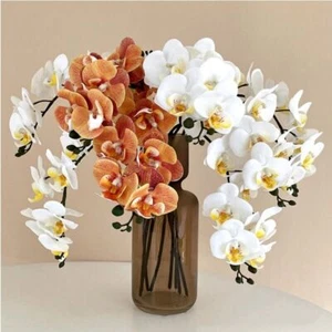8head Phalaenopais Artificial Orchid Fake Plant Flower Wedding Garden Home Decor - Picture 1 of 25